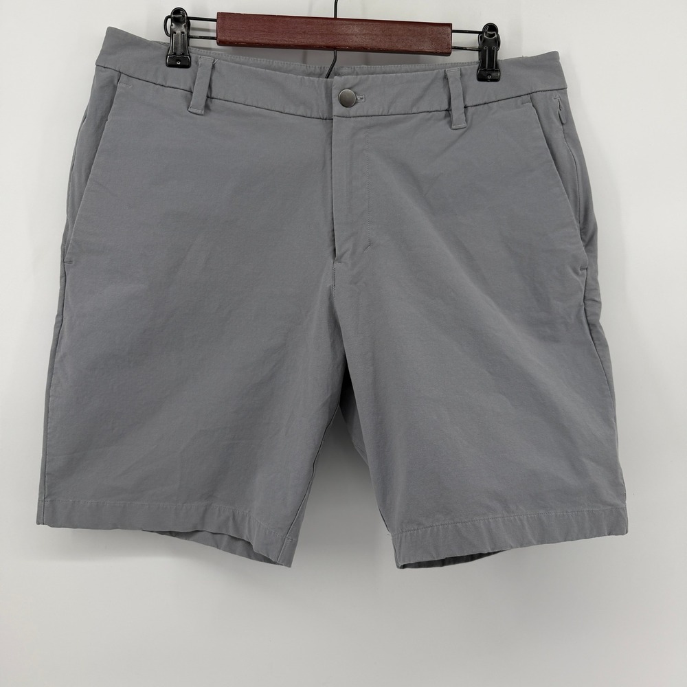 Lululemon Commission Shorts Mens 34 Grey Technical Stretch Chino 9 Inch Inseam